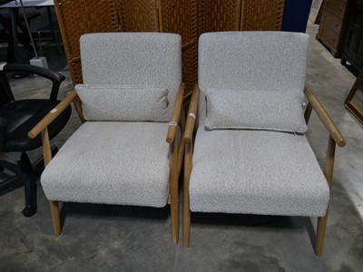 Lot 1086 - Modern pair of white flannel upholstered...