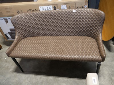 Lot 1092 - Modern brown diamond stitch upholstered 2...