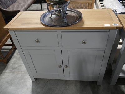 Lot 1098 - Modern grey 2 drawer double door cupboard with...