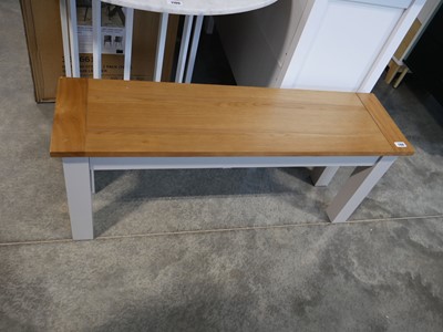 Lot 1108 - Modern grey bench with a light oak effect surface