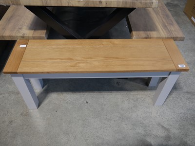 Lot 1109 - Modern grey bench with a light oak effect surface