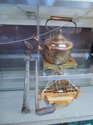 Lot 320 - A brass and copper kettle along with metalwork...