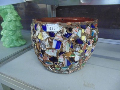 Lot 323 - A terracotta planter with ceramic mosaic...