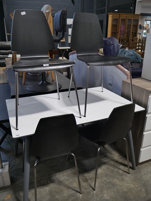 Lot 1123 - Modern white table on tapered grey supports