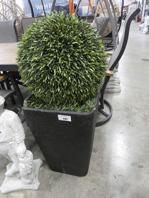 Lot 2102 - Artificial ball shrub in black ceramic pot