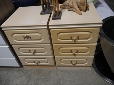 Lot 1126 - 2 wood finish 3 drawer bedside