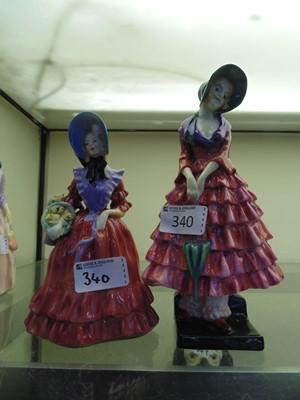 Lot 340 - Two Royal Doulton ceramic figurines 'Priscilla'...