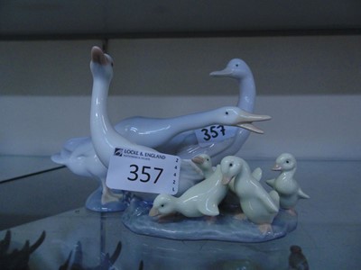 Lot 357 - Three Lladro ceramic figurines of geese