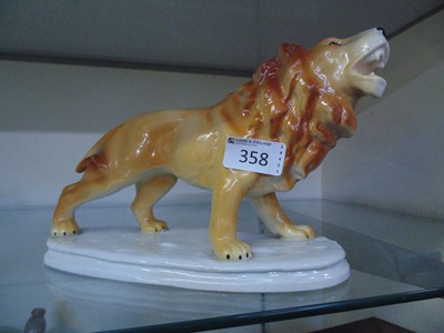 Lot 358 - A German ceramic figurine of a lion