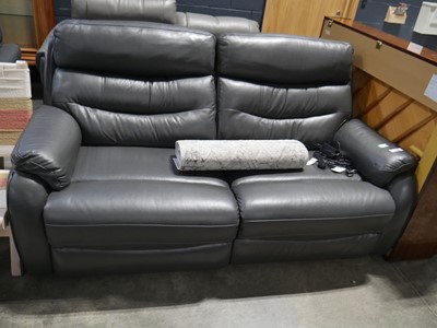 Lot 1140 - Modern dark grey leather upholstered reclining...