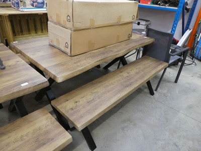 Lot 2116 - Modern rustic oak effect 3 piece picnic bench set