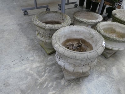 Lot 2164 - Pair of concrete urn style planters with...