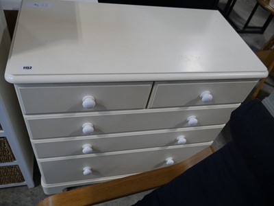 Lot 1152 - Off-white bedroom chest of 2 over 3 drawers