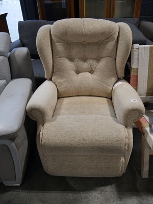 Lot 1160 - Oatmeal upholstered button back easy chair