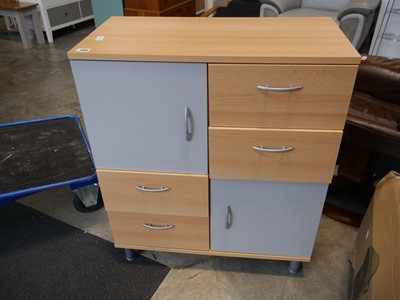 Lot 1164 - Modern beech effect storage cupboard with 4...