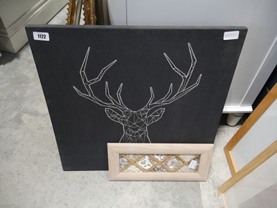 Lot 1172 - Canvas picture of reindeer and a shell artwork