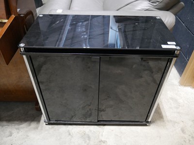 Lot 1174 - Gloss black smoked glass media cabinet