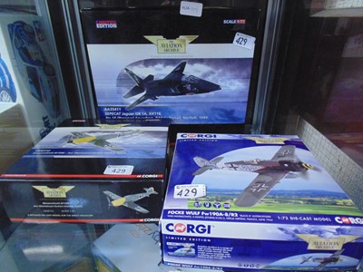 Lot 429 - Three boxed Corgi scale model aeroplanes