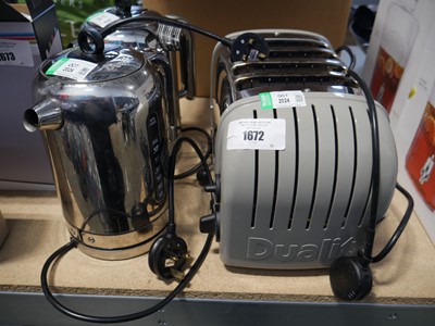 Lot 1672 - Unboxed Dualit toaster with 2 Dualit kettles