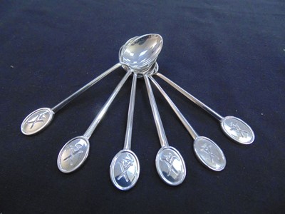 Lot 451 - A collection of six hallmarked teaspoons,...