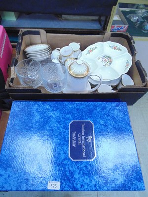 Lot 525 - A tray of decorative ceramic and glassware...