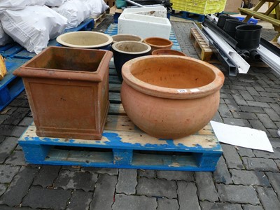 Lot 2170 - Large circular terracotta garden pot with...