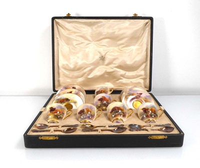 Lot 142 - A set of six Royal Worcester coffee cups and...