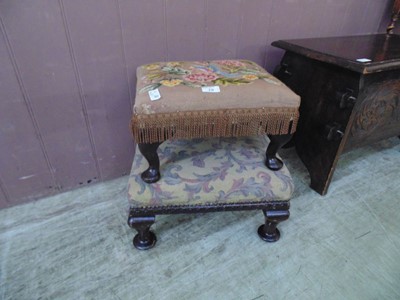 Lot 28 - Two mahogany framed early 20th century footstools