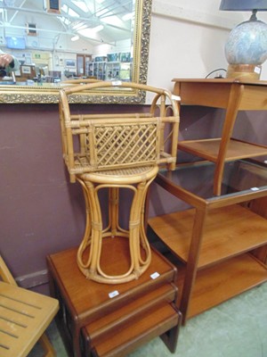 Lot 67 - A bamboo and wicker stool together with a...