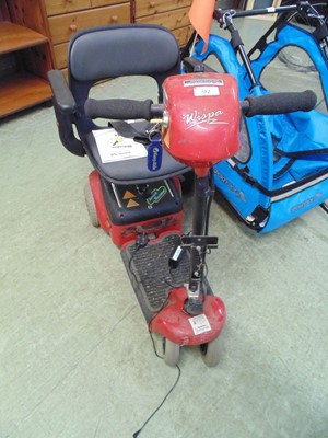 Lot 92 - A red Whisper mobility scooter (A/F)