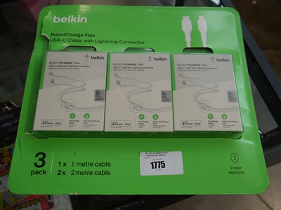 Lot 1775 - 3 x boxed Belkin USB C cable with lightning...