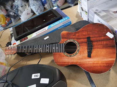 Lot 1742 - Cased violin together with small guitar