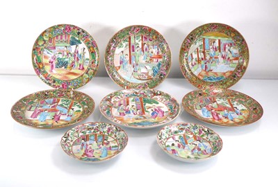 Lot 307 - Six Cantonese side plates, each typically...