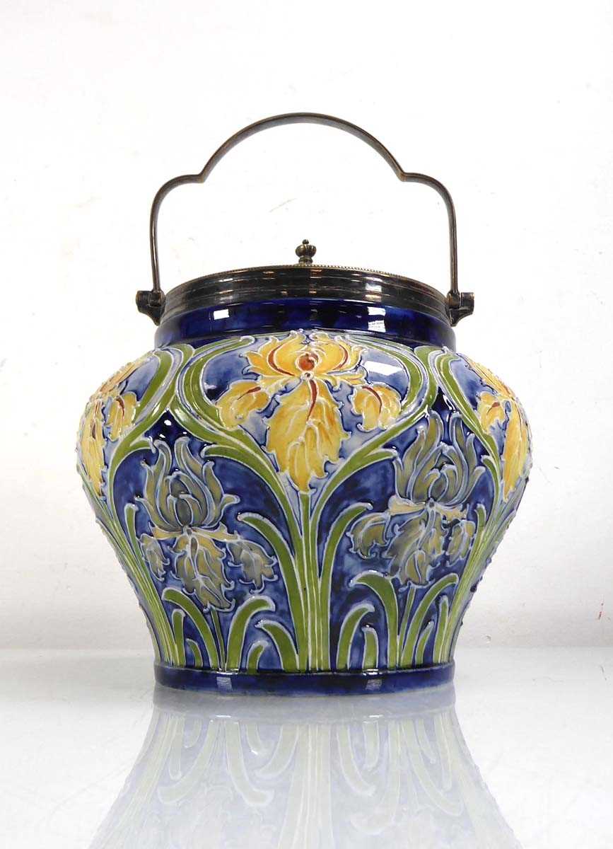 Lot 149 - A James McIntyre Gesso Faience metalware...