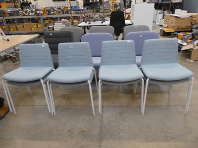 Lot 2462 - Set of 8 light blue upholstered stacking...