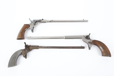 Lot 510 - (S5) Three .22 Long-barrel gallery pistols