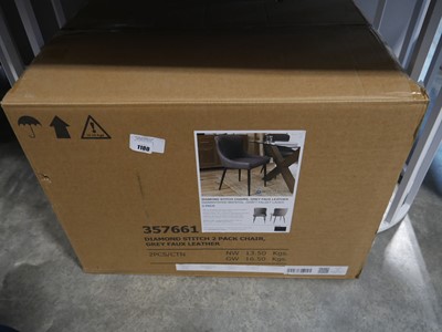 Lot 1180 - Boxed set of 2 diamond stitch chairs in grey...