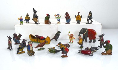 Lot 361 - A group of painted cast metal figures...