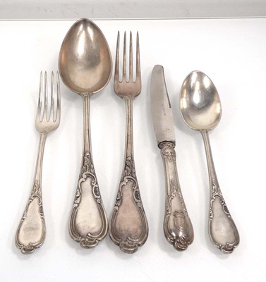 Lot 472 - A suite of (?)Russian silver cutlery, each...