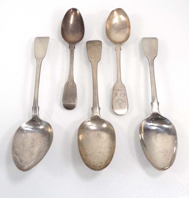 Lot 488 - Three Georgian and later silver fiddle pattern...