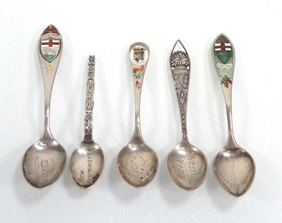 Lot 498 - Five Canadian silver souvenir spoons including...