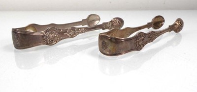 Lot 398 - Two pairs of Victorian silver Kings pattern...