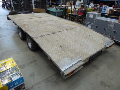 Lot 4156 - Twin axel tilt bed plant trailer with...