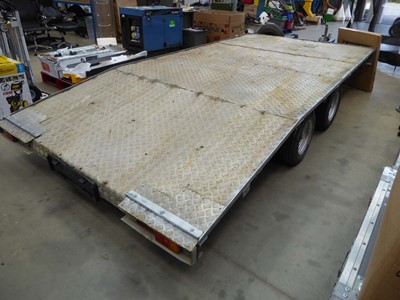 Lot 4156 - Twin axel tilt bed plant trailer with...