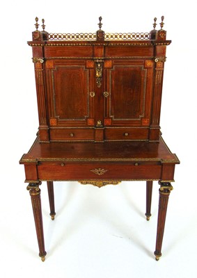 Lot 9 - A mahogany, satinwood, marquetry and gilt...