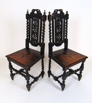 Lot 14 - A pair of 19th century oak chairs in the 17th...