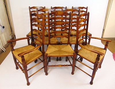 Lot 17 - A set of eight 18th century style beech...