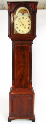 Lot 83 - A George III longcase clock, the painted face...