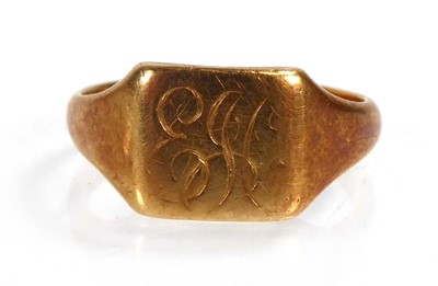 Lot An 18ct yellow gold signet ring, Birmingham...