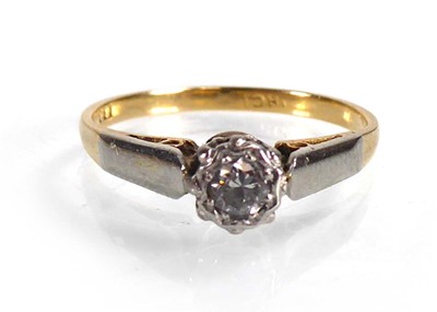 Lot An 18ct yellow gold ring set small diamond in...